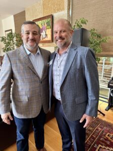 Chad Everett Harris and Senator Ted Cruz in Dallas at a campaign fundraiser.