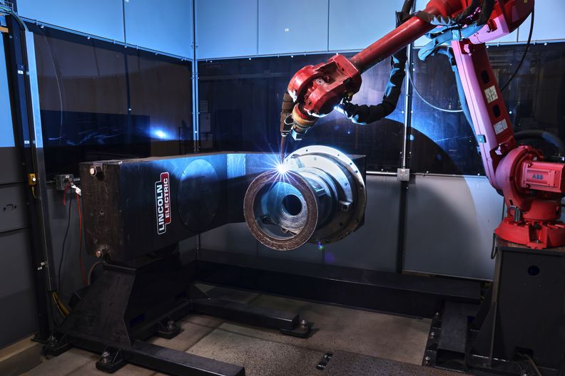 Lincoln Electric's manufacturing floor enhanced by AI technology.